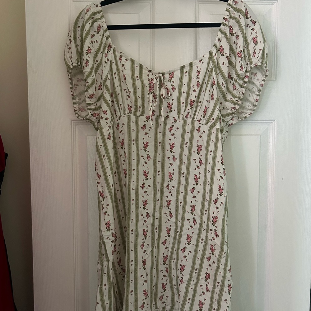 SO Floral Striped Mini Dress - Green and Red